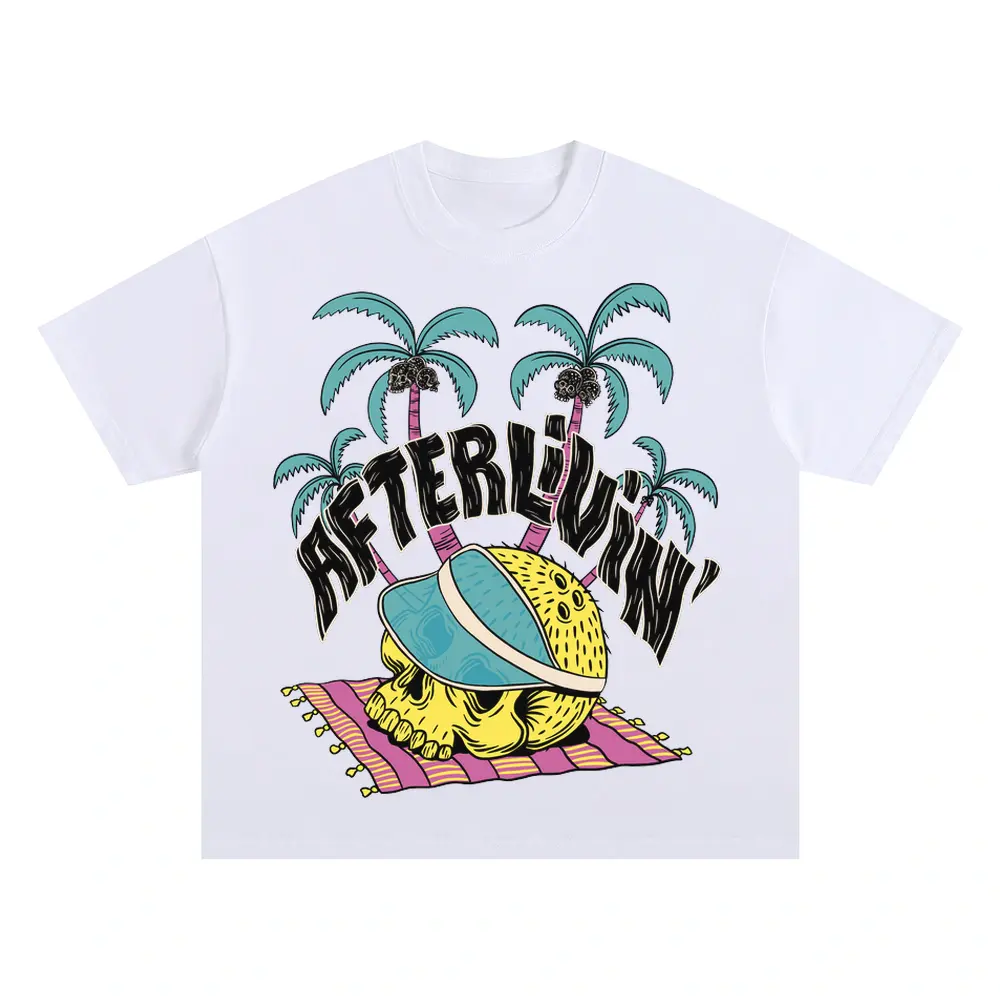 Afterlivin Oversized White Graphic Tee