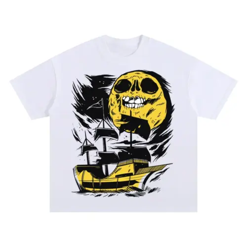 Moonskull Oversized White Graphic Tee