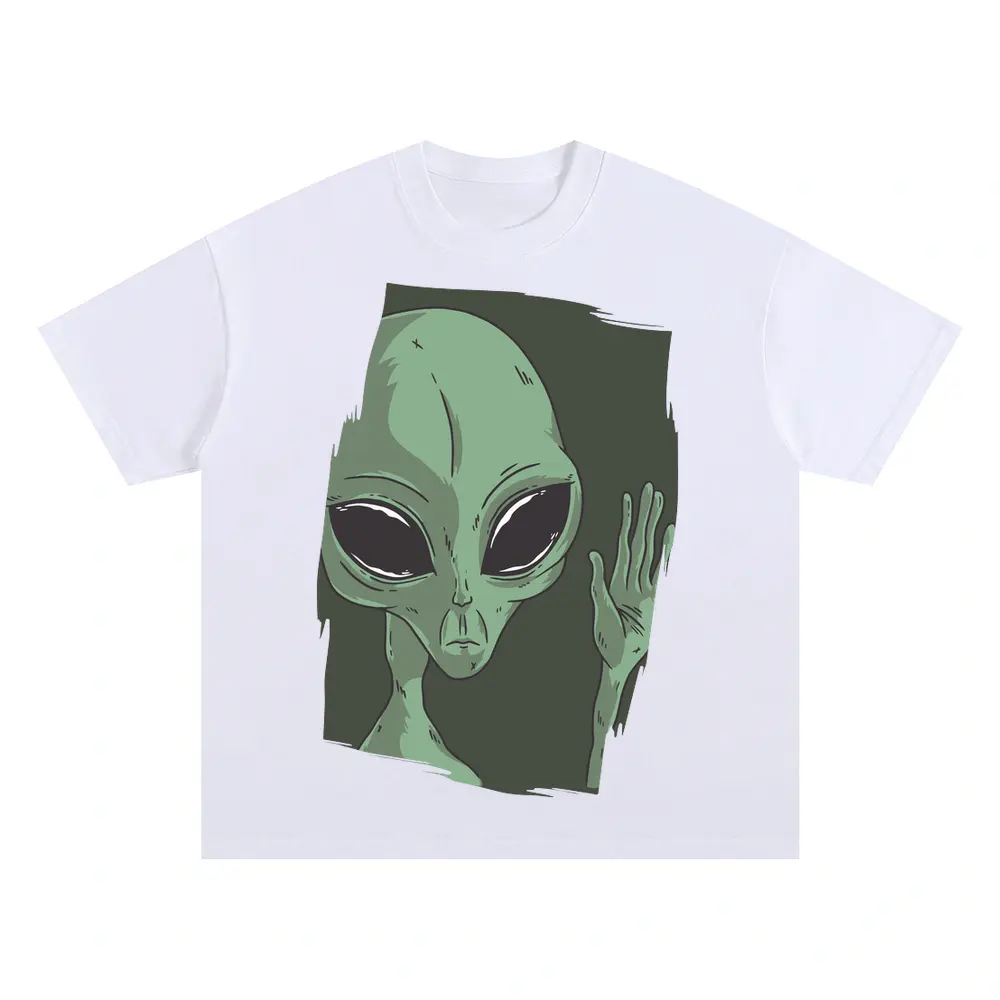 Alien Hand Oversized White Graphic Tee