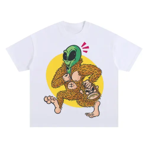Alien Sassquatch Oversized White Graphic Tee