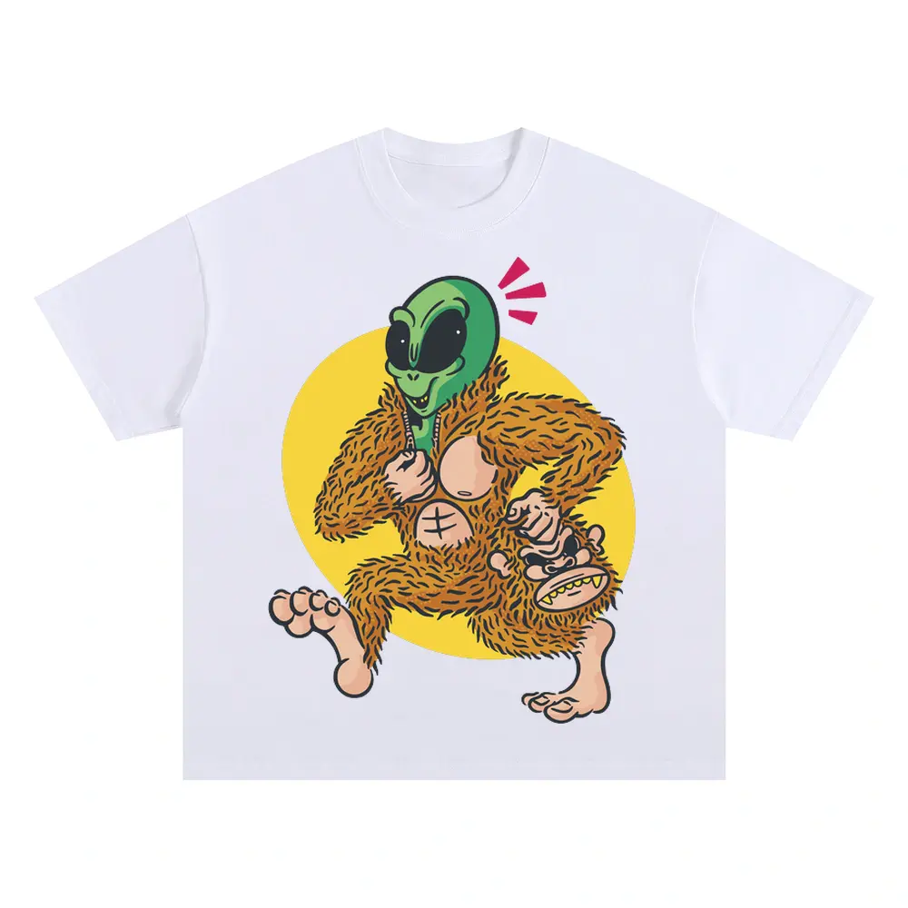 Alien Sassquatch Oversized White Graphic Tee