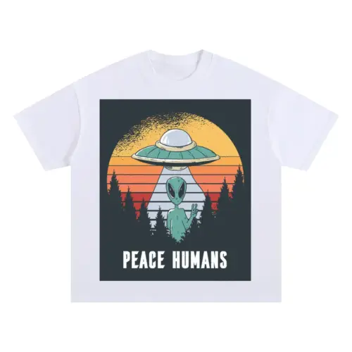 Alien Oversized White Graphic Tee