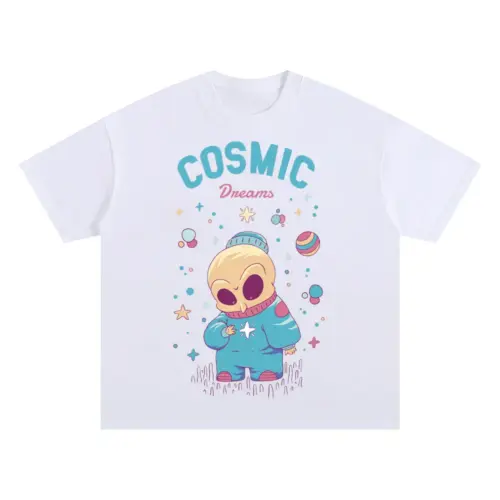 Spaceanimals D Oversized White Graphic Tee