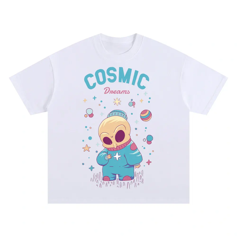 Spaceanimals D Oversized White Graphic Tee