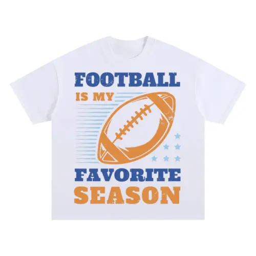American Football Favorite Season Oversized White Graphic Tee