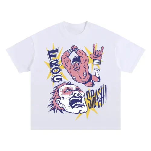 American Wrestling C Oversized White Graphic Tee