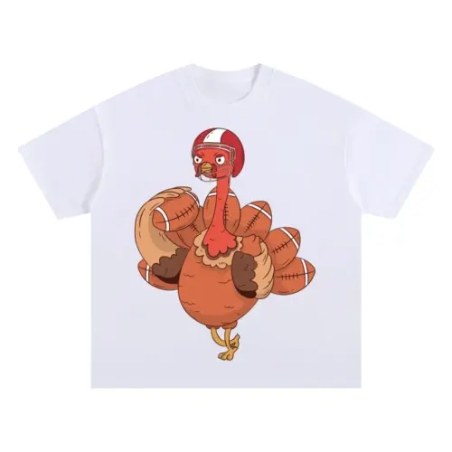 American Football Turkey Oversized White Graphic Tee