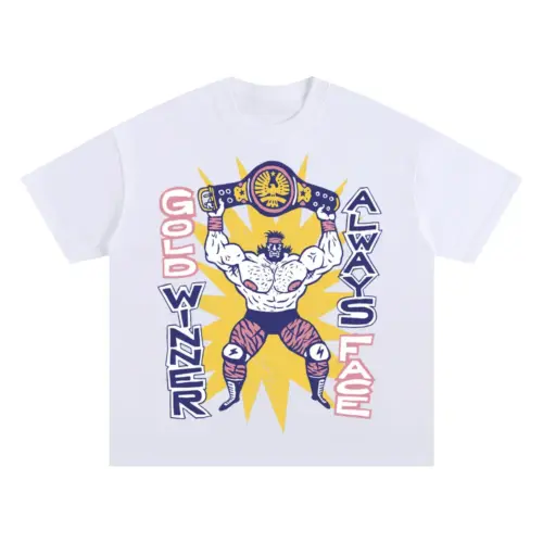 American Wrestling Oversized White Graphic Tee