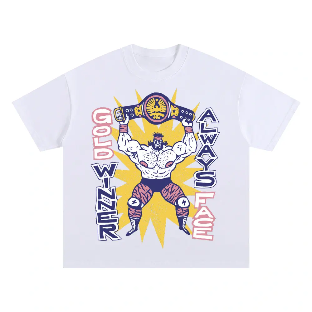 American Wrestling Oversized White Graphic Tee