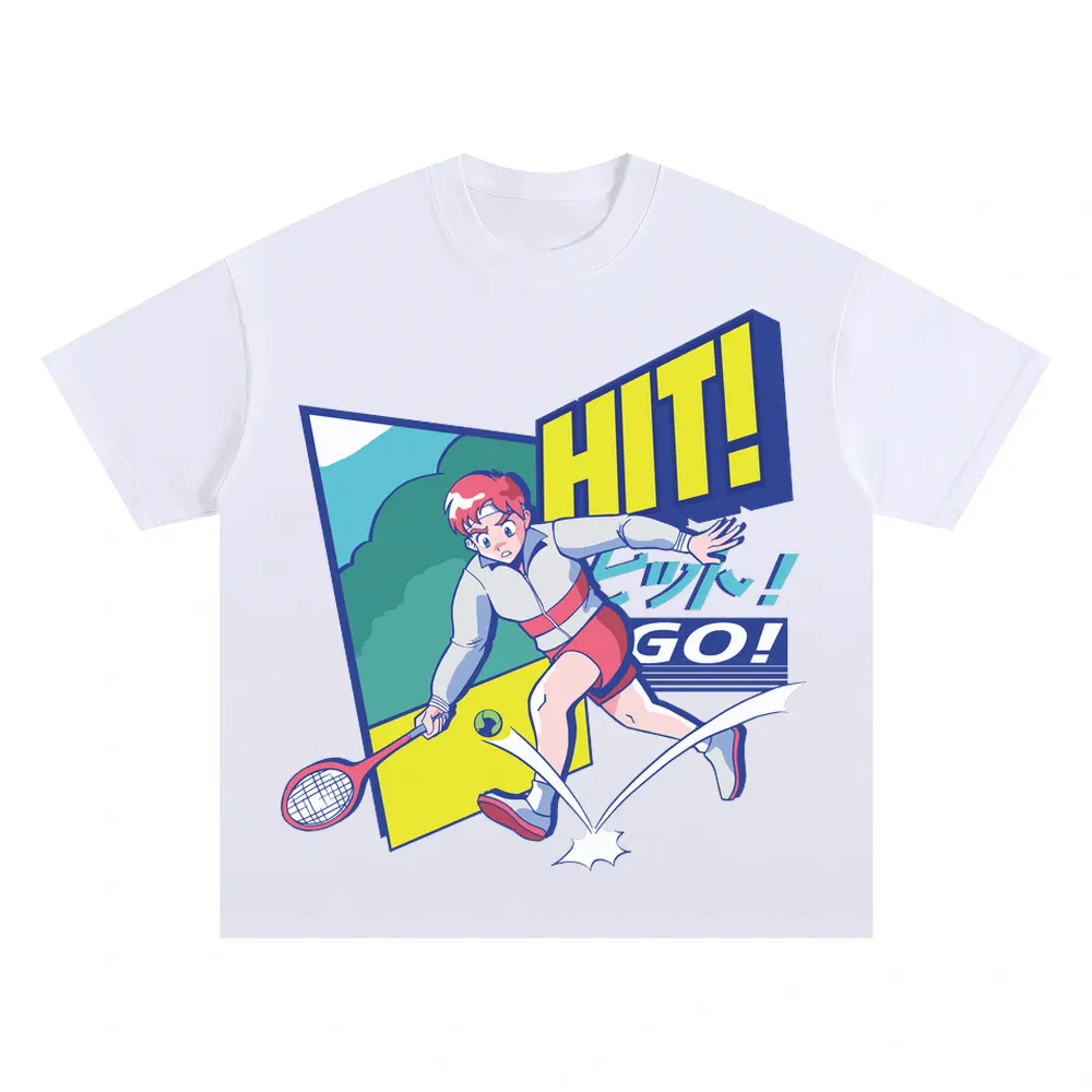 Anime Tennis Oversized White Graphic Tee
