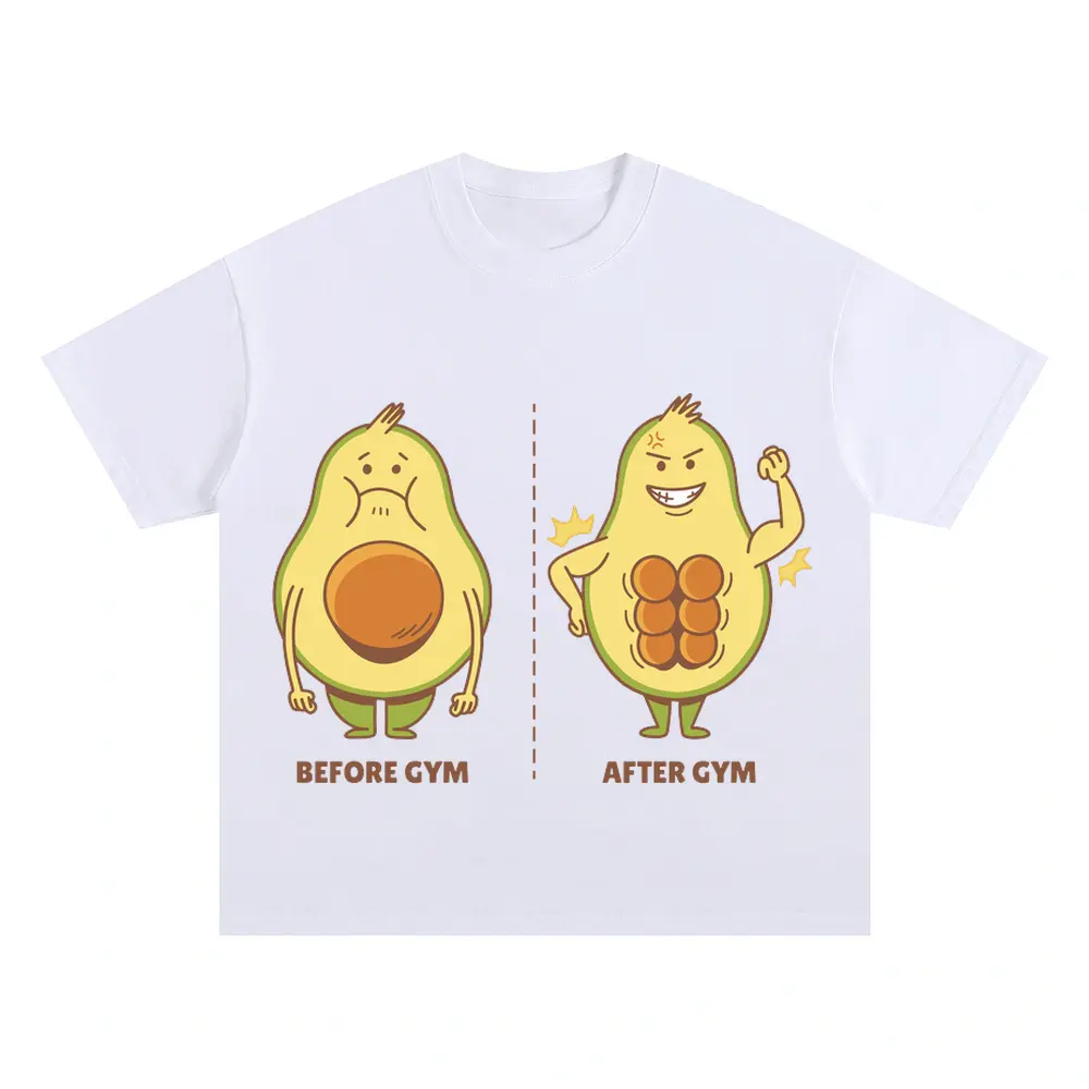 Avocado Gym Oversized White Graphic Tee