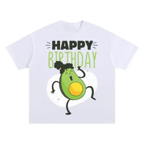 Avocado Birthday Oversized White Graphic Tee