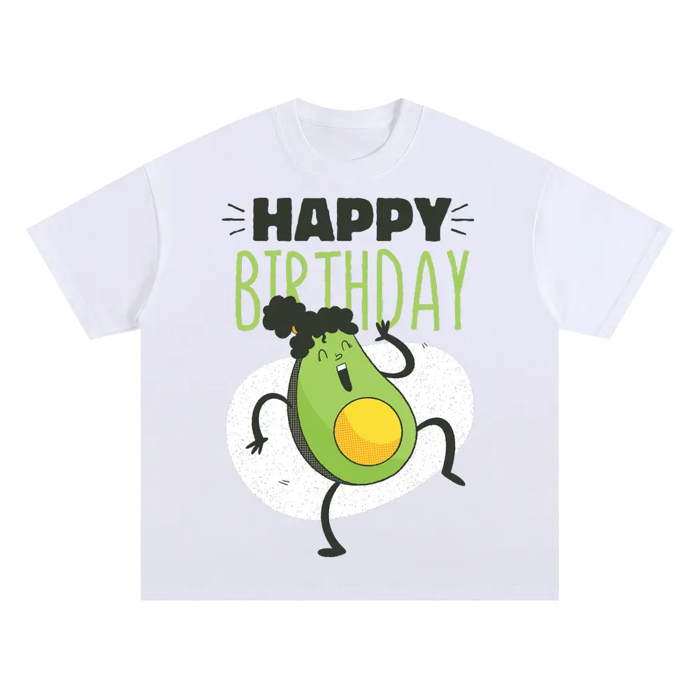 Avocado Birthday Oversized White Graphic Tee
