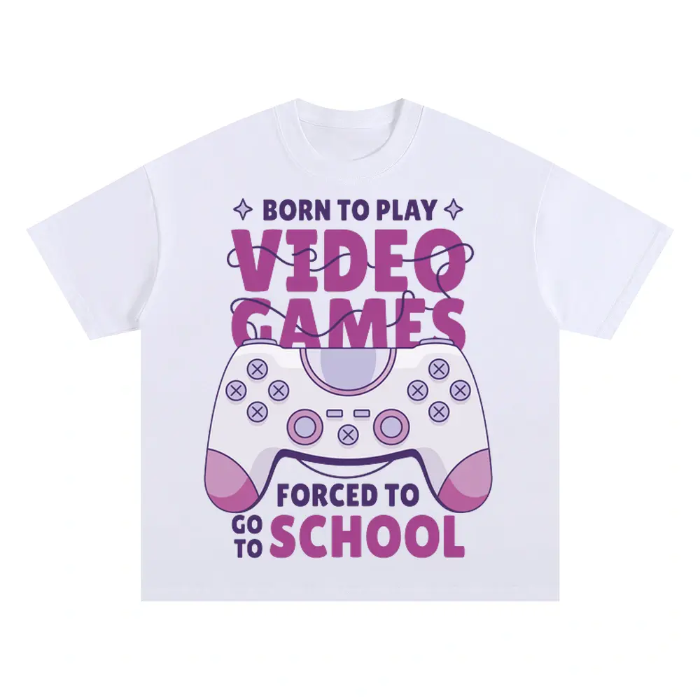 Video Games Oversized White Graphic Tee