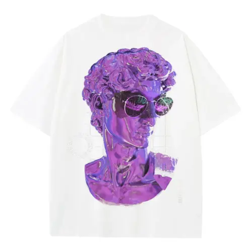 3D  Liquid Bitch Face Heavyweight Oversized White Graphic Tee