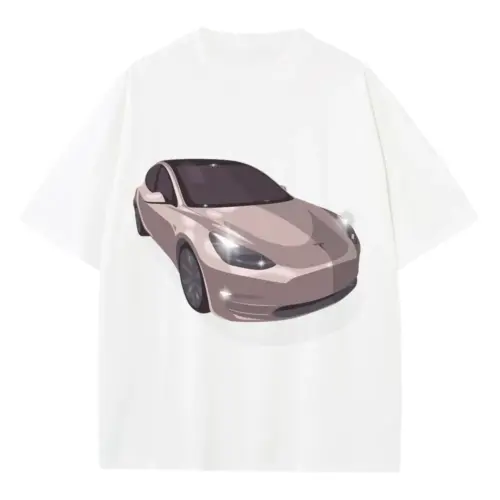Tesla Heavyweight Oversized White Graphic Tee