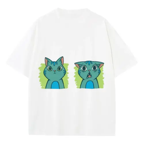 2 Expressions Cat Heavyweight Oversized White Graphic Tee
