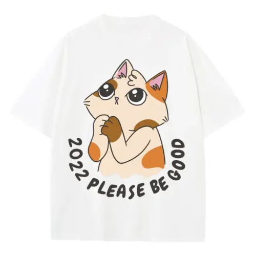 2022 Please Be Good Heavyweight Oversized White Graphic Tee