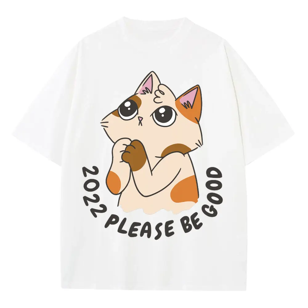 2022 Please Be Good Heavyweight Oversized White Graphic Tee