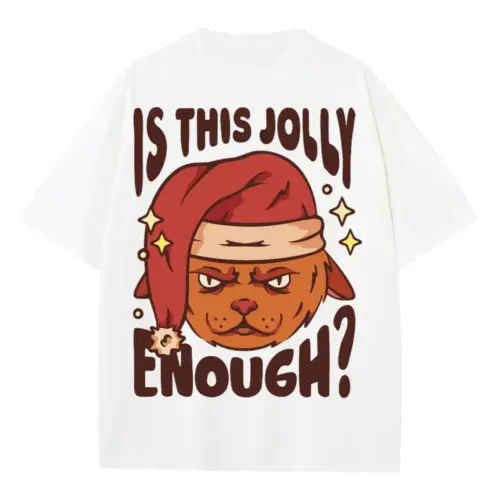 Anti Christmas Cat Heavyweight Oversized White Graphic Tee