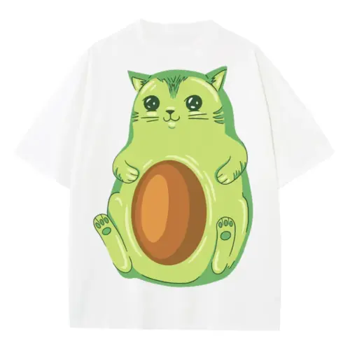 Avocadocat Heavyweight Oversized White Graphic Tee
