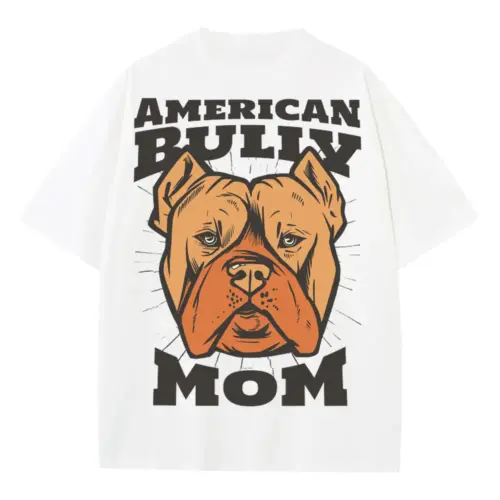 Americanbullymom Heavyweight Oversized White Graphic Tee
