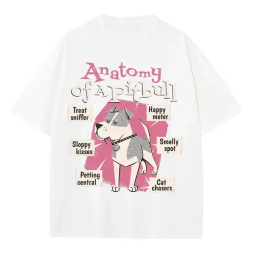 Anatomy Of Apitbull T Heavyweight Oversized White Graphic Tee