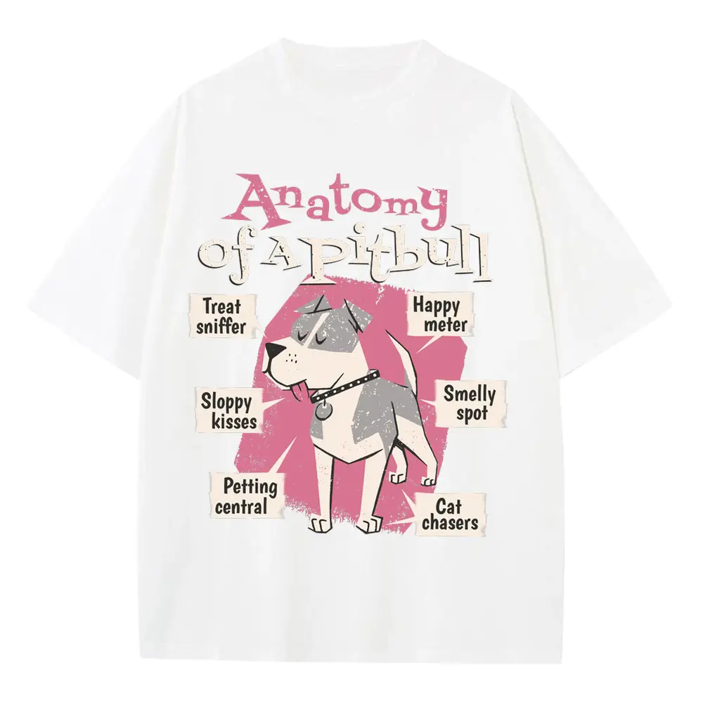 Anatomy Of Apitbull T Heavyweight Oversized White Graphic Tee