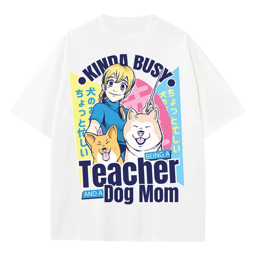 Teacher Dog Mother Heavyweight Oversized White Graphic Tee