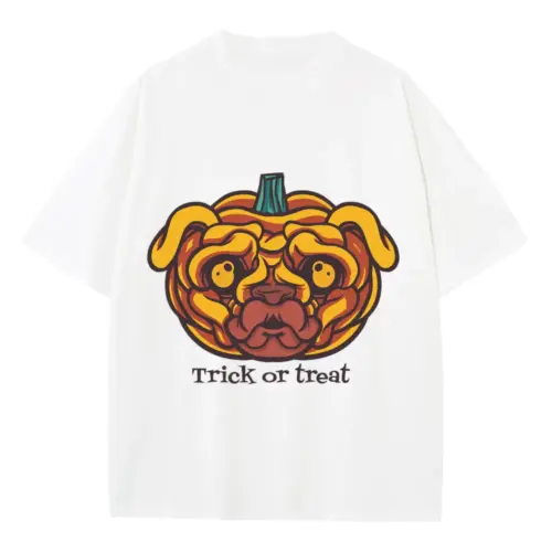 Trick Or Treat Heavyweight Oversized White Graphic Tee
