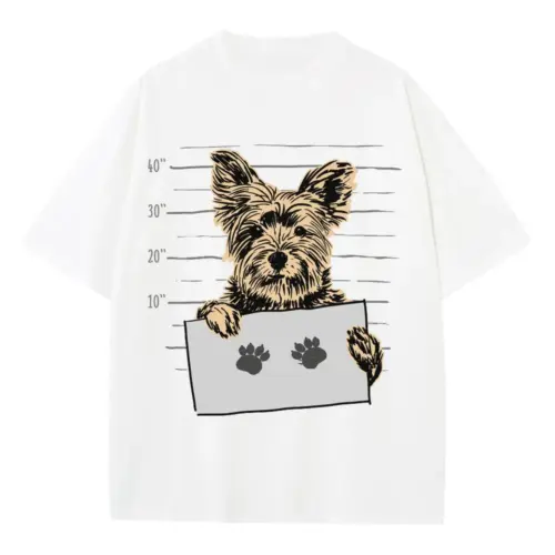Yorkshire Terrier Mugshot Heavyweight Oversized White Graphic Tee