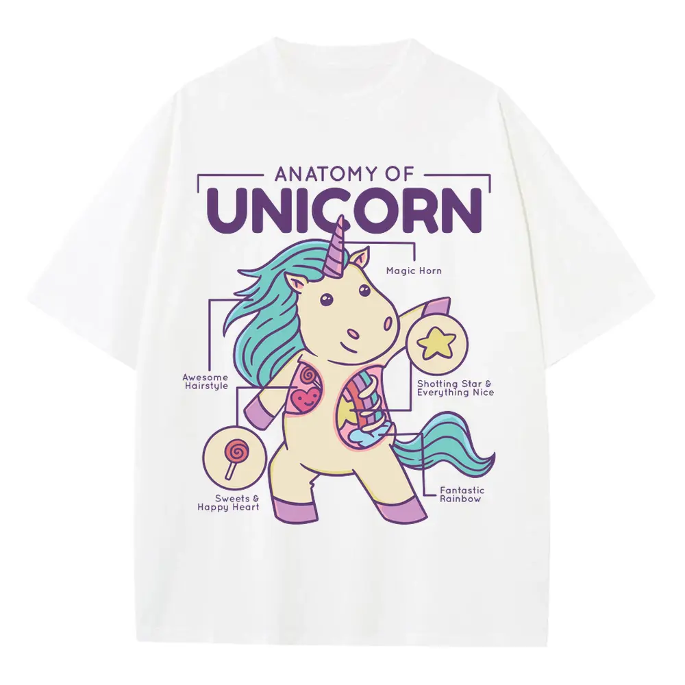 Anatomy Of Unicorn Heavyweight Oversized White Graphic Tee