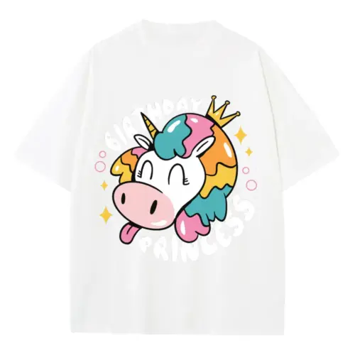 Birthday Princess Heavyweight Oversized White Graphic Tee