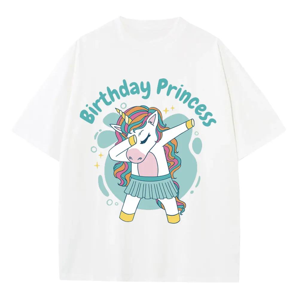 Birthdayprincessunicorn Heavyweight Oversized White Graphic Tee