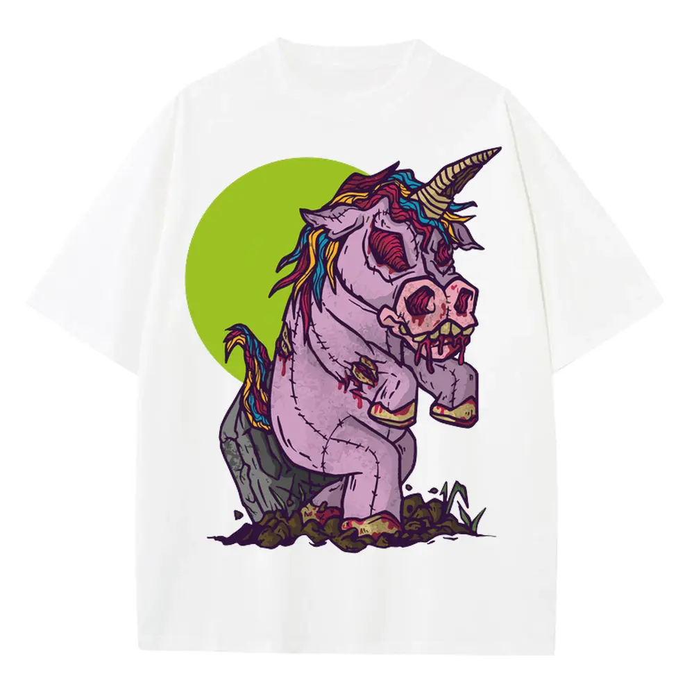Zombie Unicorn Toy Heavyweight Oversized White Graphic Tee