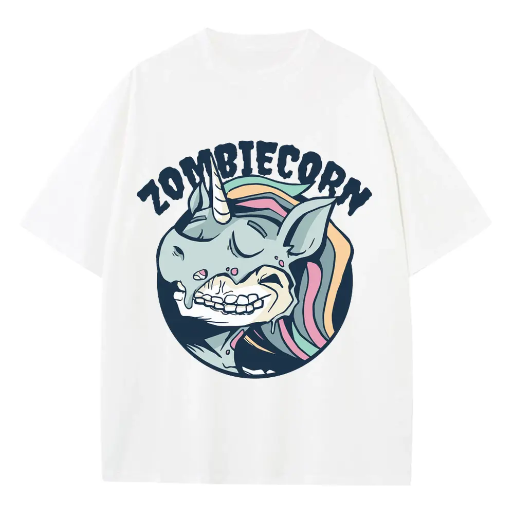 Zombiecorn Heavyweight Oversized White Graphic Tee
