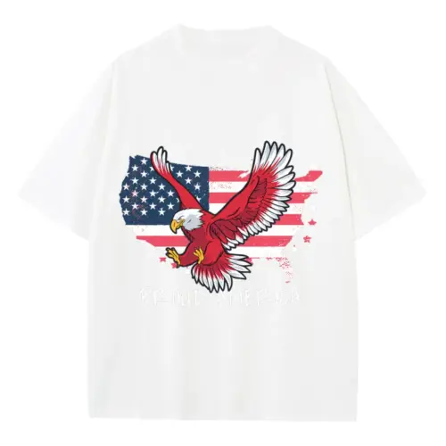 America Heavyweight Oversized White Graphic Tee