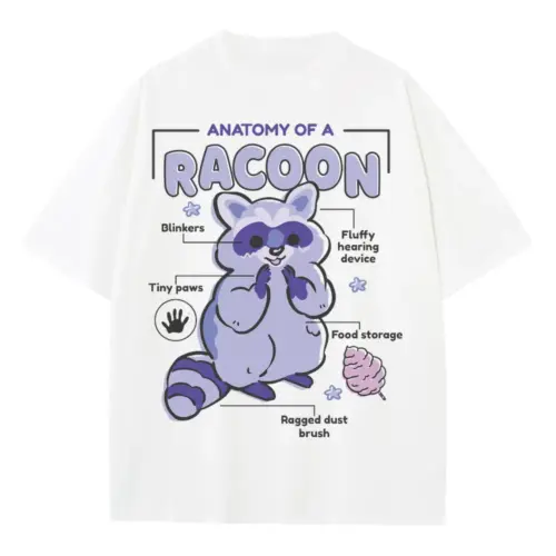 Anatomyofracoon Heavyweight Oversized White Graphic Tee