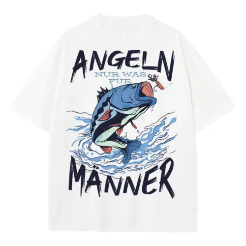 Angeln Fish Heavyweight Oversized White Graphic Tee