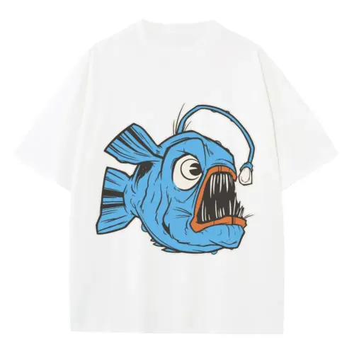 Anglerfish Heavyweight Oversized White Graphic Tee