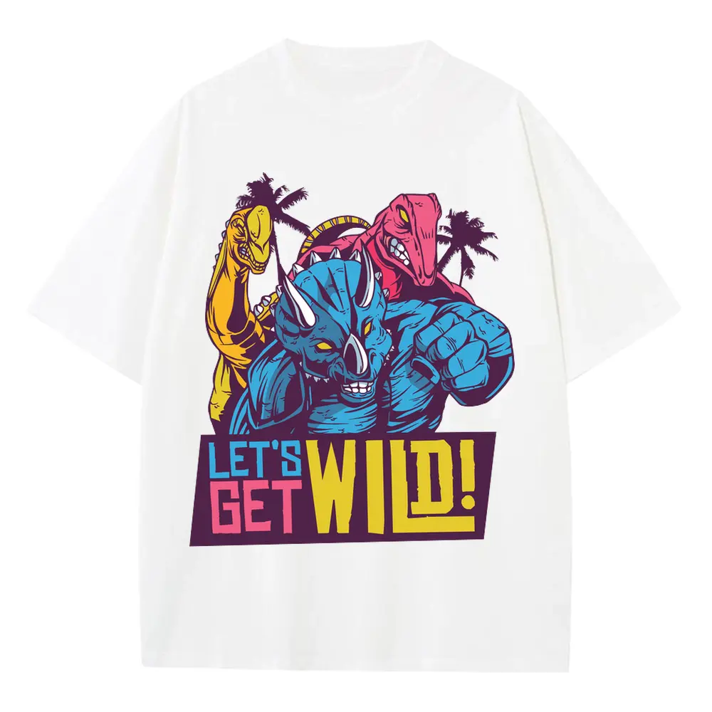 Wild Dinos Heavyweight Oversized White Graphic Tee