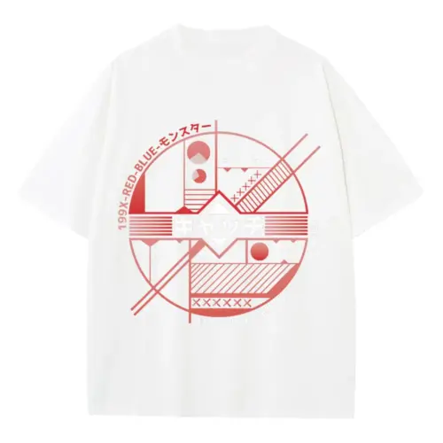Abstract Machine Heavyweight Oversized White Graphic Tee