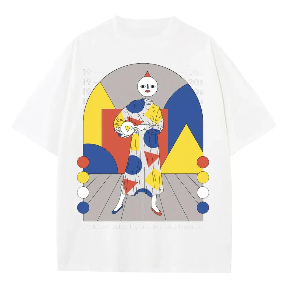 20 S Bauhaus Heavyweight Oversized White Graphic Tee