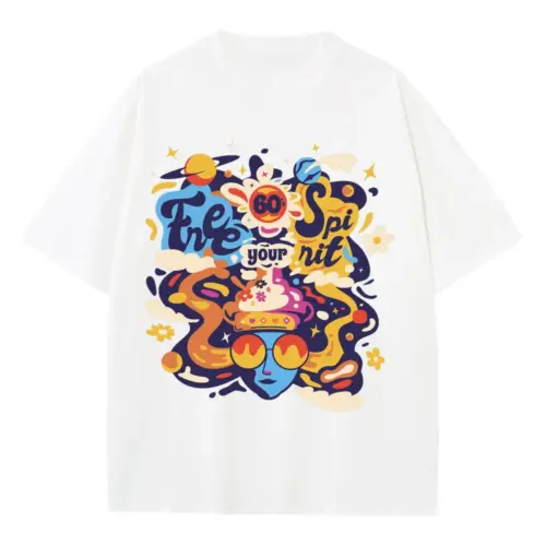 60 S Hippie Heavyweight Oversized White Graphic Tee
