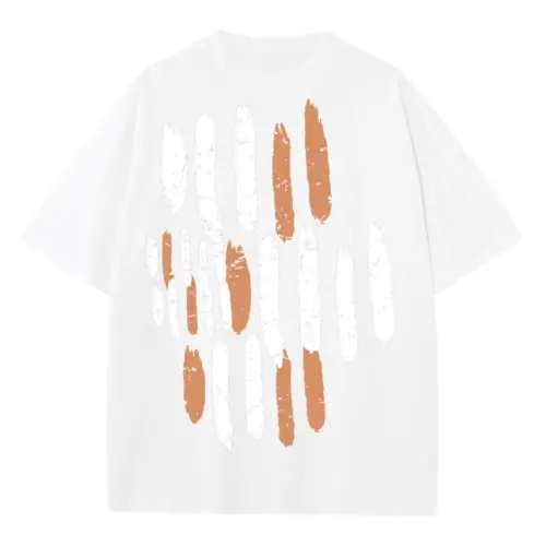 Abstract Organic B Heavyweight Oversized White Graphic Tee