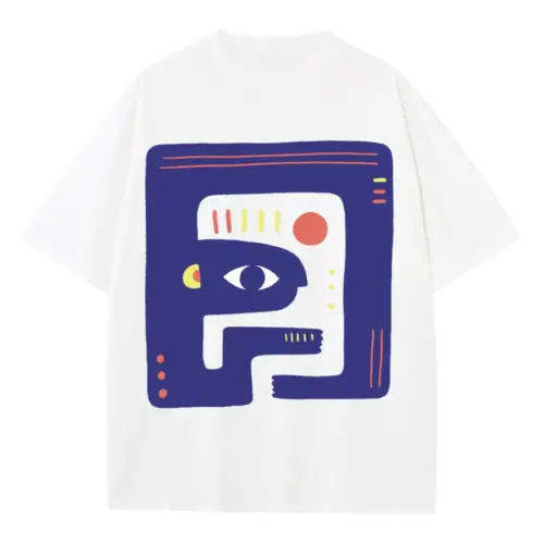 Abstract Organic Heavyweight Oversized White Graphic Tee