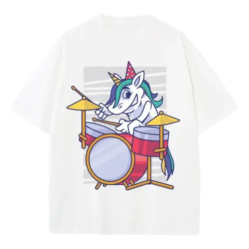 Birthday Unicorn Heavyweight Oversized White Graphic Tee