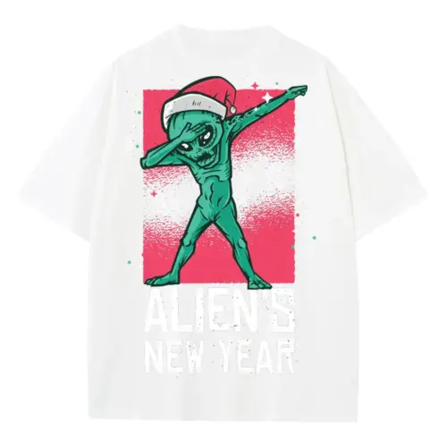 Alien Dab Heavyweight Oversized White Graphic Tee