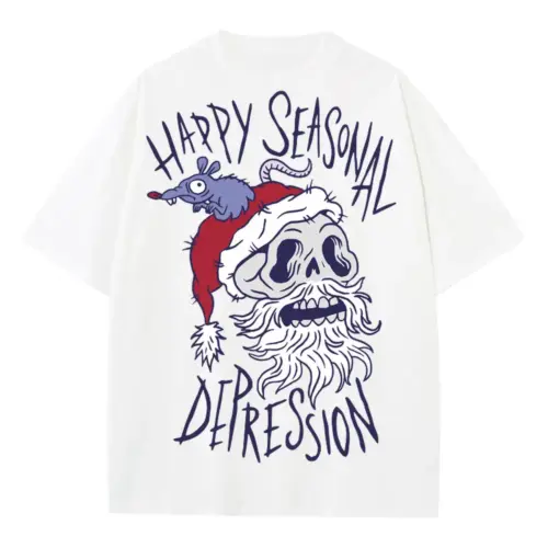 Anti New Year Heavyweight Oversized White Graphic Tee