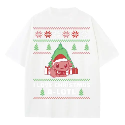 Axolotlchristmas Heavyweight Oversized White Graphic Tee